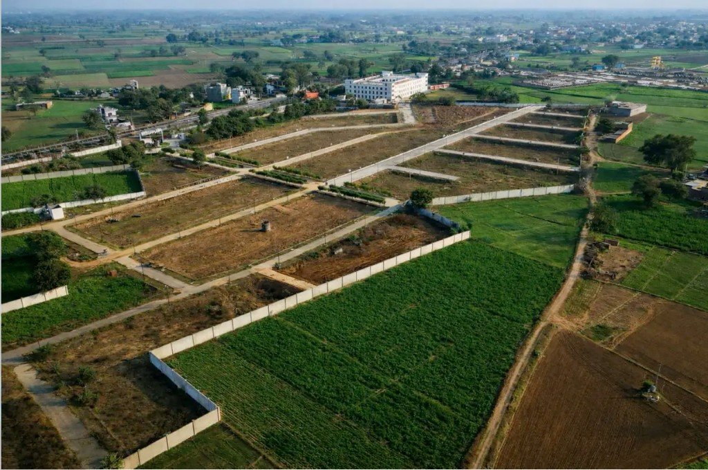 Aerial view of demarcated plots and roads at Aqasia Homes
